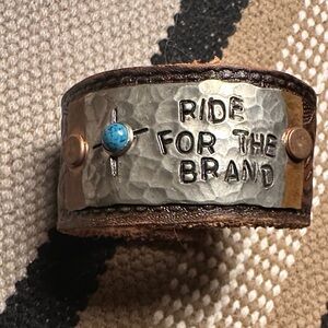 Leather Cuff Bracelet with Silver Plate